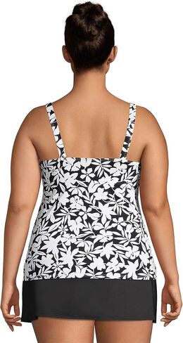Lands' End Womens Chlorine Resistant Square Neck Tankini Top Black Havana Floral Plus 18w in Kuwait