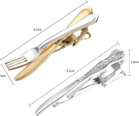 2Pcs Tie Clip Set for Men Unique Silver Gold Black Tie Clip Personalized Tie Bar Clip Fathers Day Birthday Wedding Jewelry Gift in Kuwait