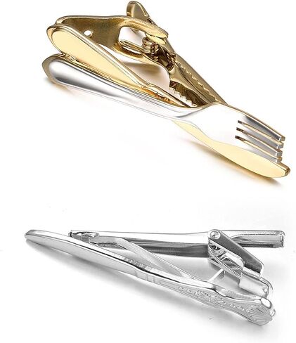 2Pcs Tie Clip Set for Men Unique Silver Gold Black Tie Clip Personalized Tie Bar Clip Fathers Day Birthday Wedding Jewelry Gift in Kuwait