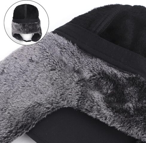 قبعة شتوية 3 في 1 مبطنة بالفرو الحراري مع غطاء للأذن لتدفئة الوجه قبعة بيسبول مقاومة للرياح in Kuwait
