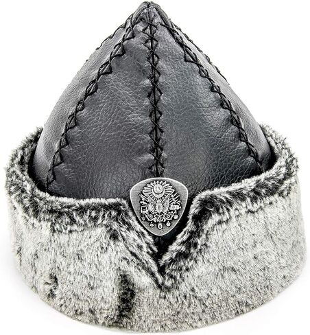 MISSS TESETTÜR قبعة بورك عثمانية تركية للأولاد، قبعة Ertugrul للأطفال، قبعة شتوية من الفرو الجلدي، فرو صناعي وجلد صناعي in Kuwait