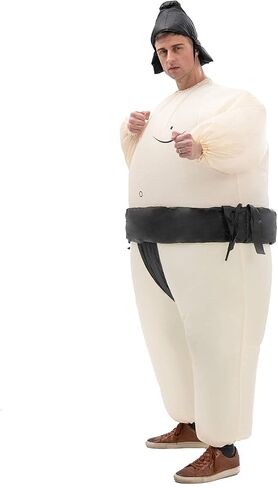 IRETG Inflatable Sumo Wrestling Suits for Adults Kids(4.9ft-5.9ft) Funny Blow-Up Sumo Wrestler Costume for Halloween in Kuwait