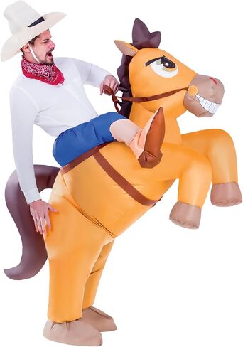 Spooktacular Creations Inflatable Horse Costume, Riding a Horse Air Blow Up Deluxe Halloween Costume, Cowboy Ride On Horse Costume - Adult Size in Kuwait