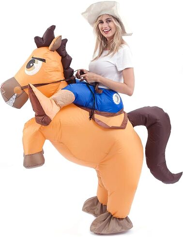 Spooktacular Creations Inflatable Horse Costume, Riding a Horse Air Blow Up Deluxe Halloween Costume, Cowboy Ride On Horse Costume - Adult Size in Kuwait