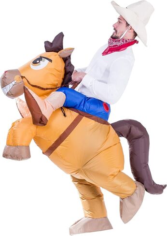 Spooktacular Creations Inflatable Horse Costume, Riding a Horse Air Blow Up Deluxe Halloween Costume, Cowboy Ride On Horse Costume - Adult Size in Kuwait