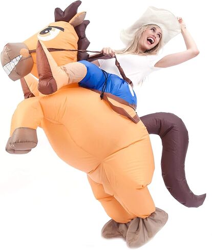 Spooktacular Creations Inflatable Horse Costume, Riding a Horse Air Blow Up Deluxe Halloween Costume, Cowboy Ride On Horse Costume - Adult Size in Kuwait