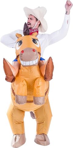 Spooktacular Creations Inflatable Horse Costume, Riding a Horse Air Blow Up Deluxe Halloween Costume, Cowboy Ride On Horse Costume - Adult Size in Kuwait