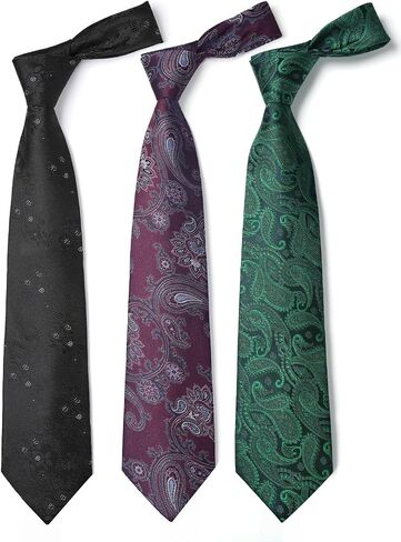 HISDERN Mens Ties Set Collection Tie and Pocket Square Lot 3 Pcs Formal Business Neckties Gift Box Wedding Necktie in Kuwait
