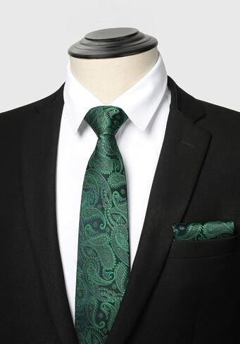 HISDERN Mens Ties Set Collection Tie and Pocket Square Lot 3 Pcs Formal Business Neckties Gift Box Wedding Necktie in Kuwait