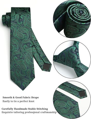 HISDERN Mens Ties Set Collection Tie and Pocket Square Lot 3 Pcs Formal Business Neckties Gift Box Wedding Necktie in Kuwait