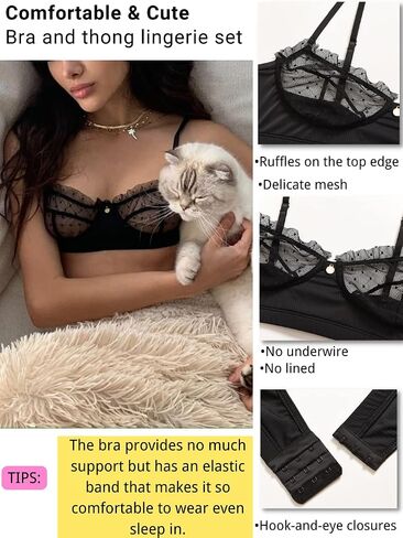 Kaei&Shi Sexy Lingerie for Women,Ruffle 2 Piece Lace Lingerie Set,Underwire Ribbed Bra and Panty Sets Valentine in Kuwait
