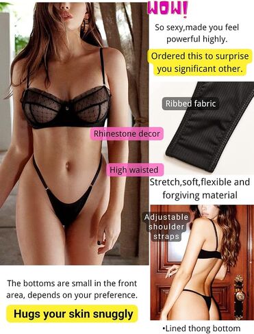 Kaei&Shi Sexy Lingerie for Women,Ruffle 2 Piece Lace Lingerie Set,Underwire Ribbed Bra and Panty Sets Valentine in Kuwait