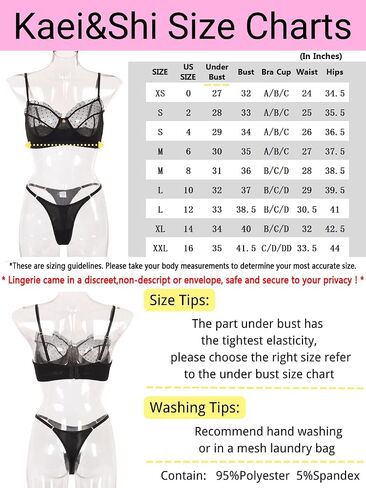 Kaei&Shi Sexy Lingerie for Women,Ruffle 2 Piece Lace Lingerie Set,Underwire Ribbed Bra and Panty Sets Valentine in Kuwait