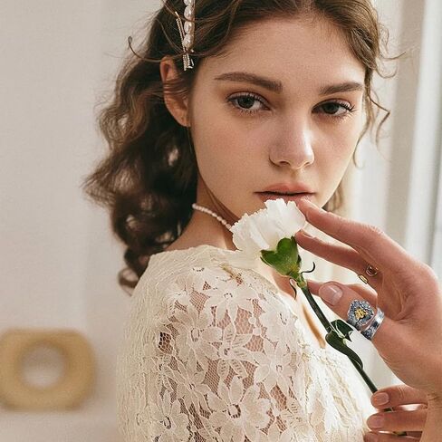 100% Apollo Spoon Rings for Women Queen Bee Flower Vintage Silver Open Adjustable Boho Statement Victorian Spoon Ring Bug Thumb Jewelry (8) in Kuwait