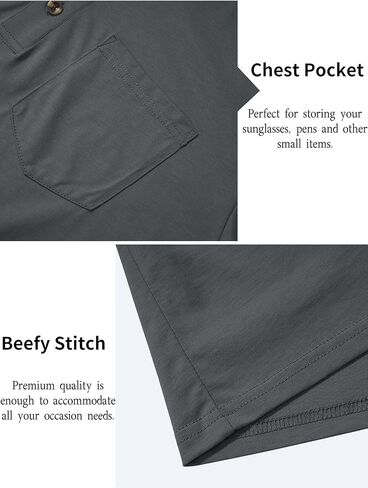 تي شيرت رجالي من MAGCOMSEN بأكمام طويلة من Henley تي شيرت بجيب تي شيرت للرجال من القطن Henley كاجوال بزر بلاكيت ملابس يومية in Kuwait