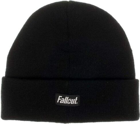 Bioworld Fallout Vault Boy Thumbs Up Embroidered Patch Cuff Beanie Black in Saudi Arabia