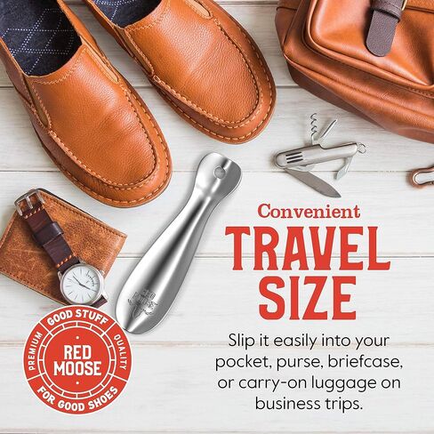 RED MOOSE Shoe Horn - 7.5 Inch, Solid Steel - Durable Metal, Ergonomic Handle - Made in USA in Kuwait