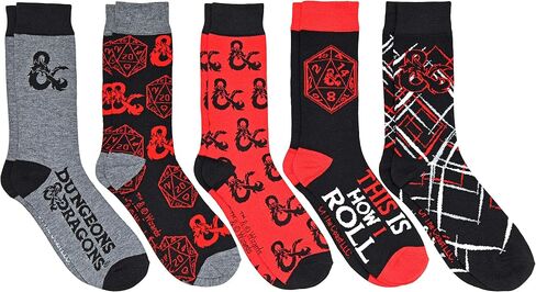 Hyp Dungeons and Dragons D&D This Is How I Roll Men's Crew Socks 5 Pair Pack in Saudi Arabia