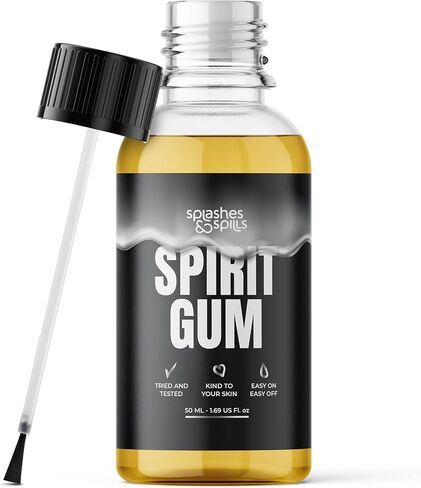 لاصق لثة روحي بدرجة احترافية للوجه - غراء مكياج الوجه SFX للهالوين والحفلات التنكرية والمزيد - غراء وجه نباتي صديق للبيئة ولم يتم الإساءة إلى الحيوانات لزي الأزياء - 50 مل - البقع والانسكابات in Kuwait