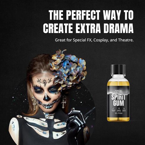 لاصق لثة روحي بدرجة احترافية للوجه - غراء مكياج الوجه SFX للهالوين والحفلات التنكرية والمزيد - غراء وجه نباتي صديق للبيئة ولم يتم الإساءة إلى الحيوانات لزي الأزياء - 50 مل - البقع والانسكابات in Kuwait