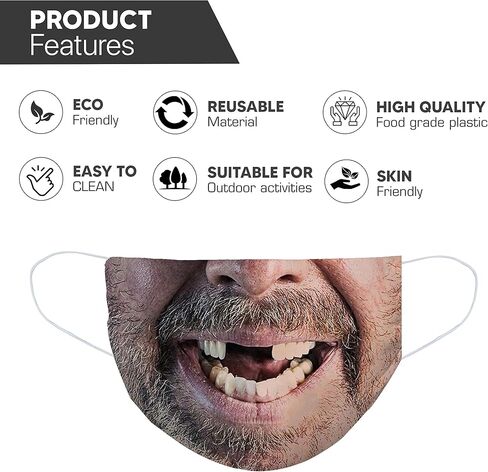 قناع وجه مضحك للكبار قابل للغسل باندانا ميمي هدية درع للفم والأنف (G) in Kuwait