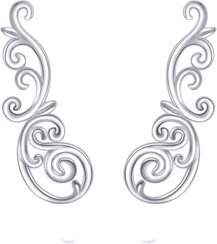 Ear Climbers Earrings for Women Sterling Silver Vintage Ear Crawler Earrings Jewelry Gifts for Women in Kuwait