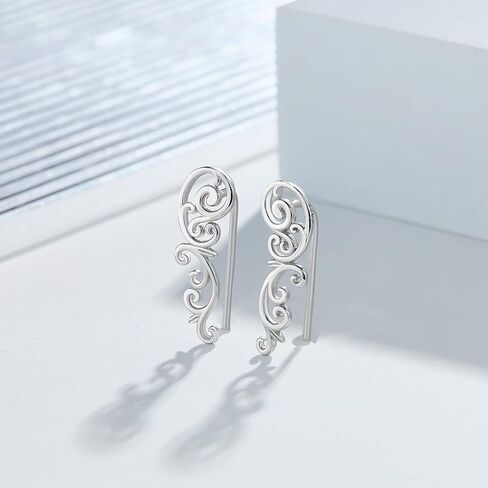 Ear Climbers Earrings for Women Sterling Silver Vintage Ear Crawler Earrings Jewelry Gifts for Women in Kuwait