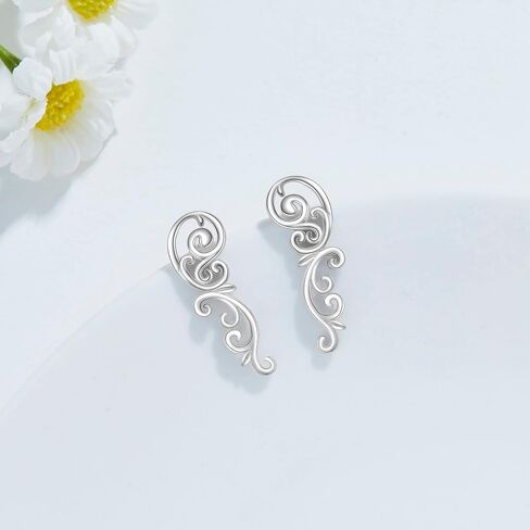 Ear Climbers Earrings for Women Sterling Silver Vintage Ear Crawler Earrings Jewelry Gifts for Women in Kuwait