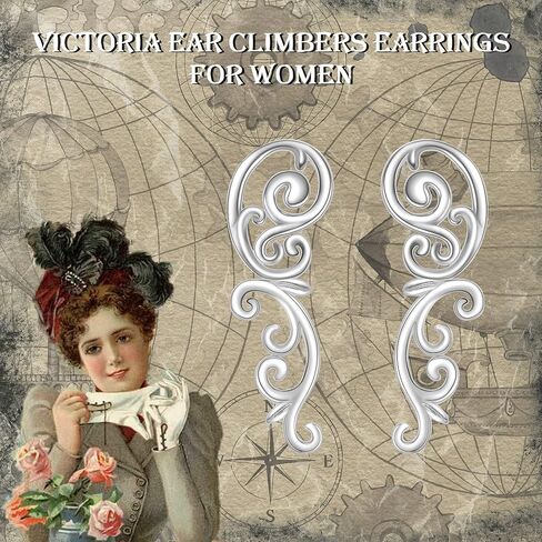 Ear Climbers Earrings for Women Sterling Silver Vintage Ear Crawler Earrings Jewelry Gifts for Women in Kuwait
