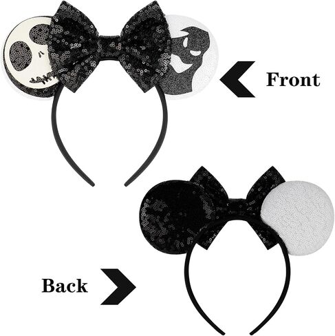 عصابات رأس YUNISS Minnie Mickey Ears، آذان ماوس الهالوين بالترتر للنساء والفتيات وإكسسوارات فستان الأميرة وديكورات الحفلات (TG-HSYL) in Kuwait