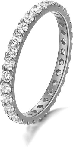 PYTALI Moissanite Engagement Rings for Women 925 Sterling Silver Eternity Band Stackable Ring Moissanite Rings for Her Ladies Women Size 4-14 in Saudi Arabia