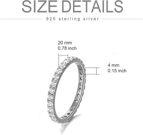 PYTALI Moissanite Engagement Rings for Women 925 Sterling Silver Eternity Band Stackable Ring Moissanite Rings for Her Ladies Women Size 4-14 in Saudi Arabia