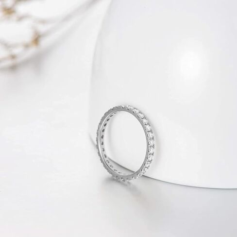 PYTALI Moissanite Engagement Rings for Women 925 Sterling Silver Eternity Band Stackable Ring Moissanite Rings for Her Ladies Women Size 4-14 in Saudi Arabia