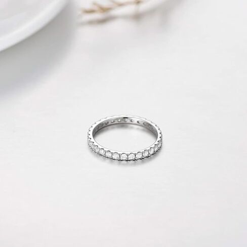 PYTALI Moissanite Engagement Rings for Women 925 Sterling Silver Eternity Band Stackable Ring Moissanite Rings for Her Ladies Women Size 4-14 in Saudi Arabia