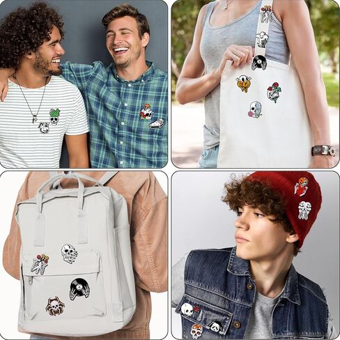 25 Pcs Halloween Enamel Pins for Backpack, Cute Lapel Enamel Pins Anime Cat Skull Spooky Skeleton Enamel Pins Set Punk Horror Goth (25 pcs) in Kuwait