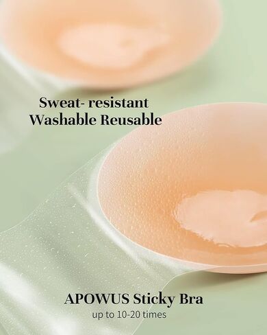 حمالة صدر لاصقة من APOWUS لرفع الثدي، زوجين من حمالة الصدر اللاصقة، حمالة صدر لاصقة غير مرئية من السيليكون للفستان بدون حمالات مع أغطية الحلمة (أسود، A/B) in Kuwait
