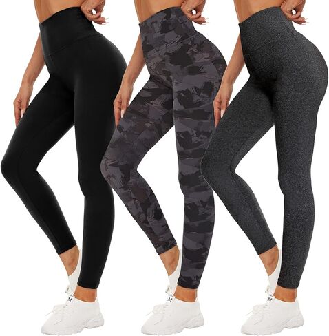 QGGQDD 3 Pack Black High Waisted Leggings for Women - Buttery Soft Workout Yoga Athletic Leggings in Kuwait