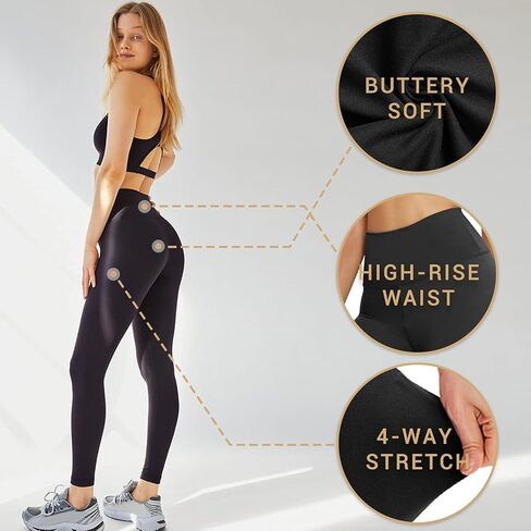 QGGQDD 3 Pack Black High Waisted Leggings for Women - Buttery Soft Workout Yoga Athletic Leggings in Kuwait