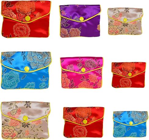 حقيبة هدايا من Baitaihem مكونة من 9 قطع من مجوهرات ومحفظة وحقائب هدايا مطرزة على الطراز الحريري الصيني، ألوان متعددة (صغيرة ومتوسطة وكبيرة) in Kuwait