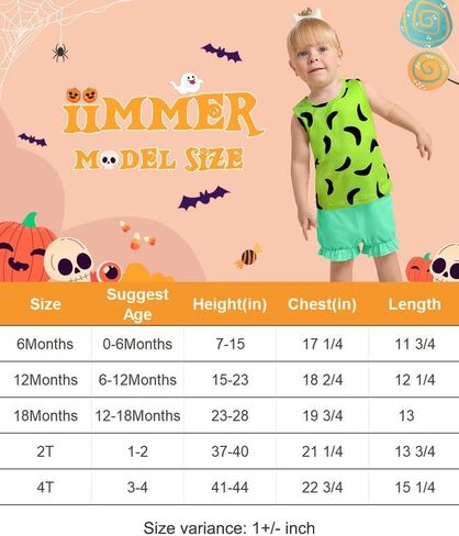 زي علوي للفتيات الصغيرات من IIMMER بدون أكمام باللون الأخضر للهالوين، ملابس قصيرة مكشكشة، مقاس 0-4 سنوات in Kuwait