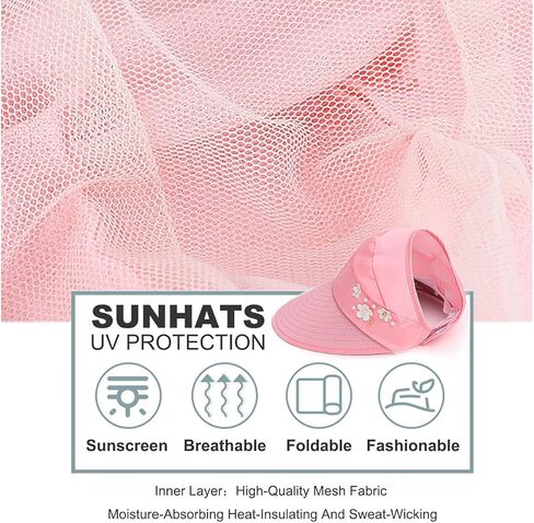 قبعات الشمس للنساء ذات حافة واسعة للوقاية من الشمس، قبعة صيفية للحماية من الأشعة فوق البنفسجية in Kuwait