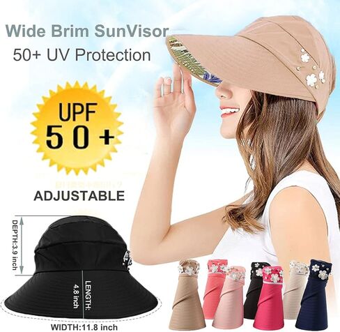 قبعات الشمس للنساء ذات حافة واسعة للوقاية من الشمس، قبعة صيفية للحماية من الأشعة فوق البنفسجية in Kuwait