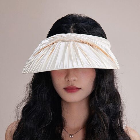 Womens Sun Visor Hat Wide Brim Summer UPF 50+ UV Protection Foldable Beach Sport Pleated Cap in Kuwait