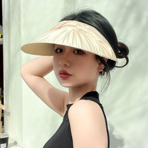 Womens Sun Visor Hat Wide Brim Summer UPF 50+ UV Protection Foldable Beach Sport Pleated Cap in Kuwait