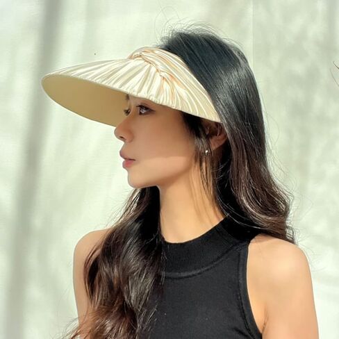 Womens Sun Visor Hat Wide Brim Summer UPF 50+ UV Protection Foldable Beach Sport Pleated Cap in Kuwait