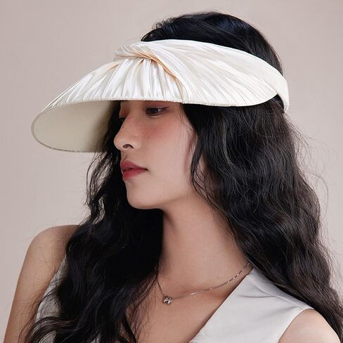 Womens Sun Visor Hat Wide Brim Summer UPF 50+ UV Protection Foldable Beach Sport Pleated Cap in Kuwait