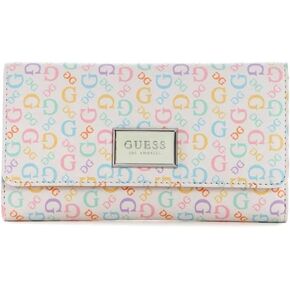 GUESS Women's Rainbow Logo Trifold Slim Wallet - White Multi in Saudi Arabia