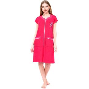 La Serren Womens Terry Cotton Zipper Front Two Pockets Robe Sleepwear Beach Dress in Kuwait