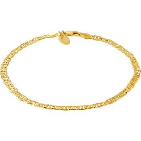 LIFETIME JEWELRY 4mm Mariner Link Chain Anklet for Women & Men 24k Gold Plated
