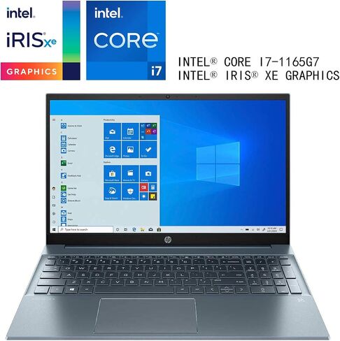 كمبيوتر محمول HP عالي الأداء Pavilion 15 بشاشة لمس FHD مقاس 15.6 بوصة، الجيل الحادي عشر Core i7-1165G7، WiFi-6، لوحة مفاتيح بإضاءة خلفية، USB-C، HDMI، Iris Xe Graphics، ذاكرة وصول عشوائي 16 جيجابايت، 512 جيجابايت PCIe SSD، Win 10، أزرق ضبابي in Kuwait